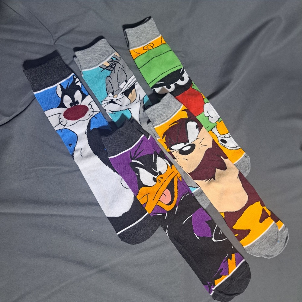 Looney Tunes Set of 5 Socks Sylvester Bugs Bunny Taz‎ Marvin Daffy NOP